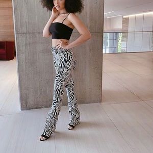 Black and White Stacked Leg Pants